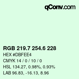 カラーコード: RGB 219.7 254.6 228 | qconv.com
