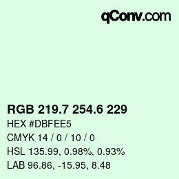 カラーコード: RGB 219.7 254.6 229 | qconv.com