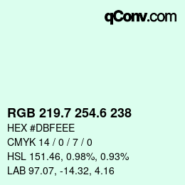 カラーコード: RGB 219.7 254.6 238 | qconv.com
