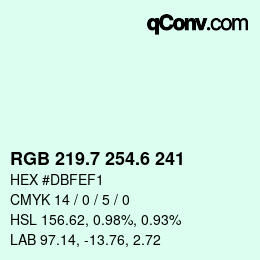 カラーコード: RGB 219.7 254.6 241 | qconv.com