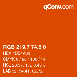 カラーコード: RGB 219.7 74.6 0 | qconv.com