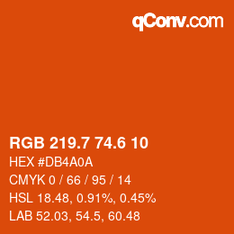 カラーコード: RGB 219.7 74.6 10 | qconv.com