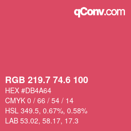 カラーコード: RGB 219.7 74.6 100 | qconv.com