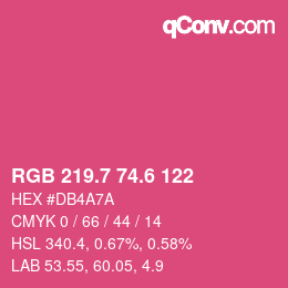 カラーコード: RGB 219.7 74.6 122 | qconv.com