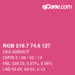 カラーコード: RGB 219.7 74.6 127 | qconv.com
