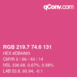 カラーコード: RGB 219.7 74.6 131 | qconv.com