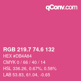 カラーコード: RGB 219.7 74.6 132 | qconv.com