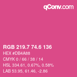 カラーコード: RGB 219.7 74.6 136 | qconv.com
