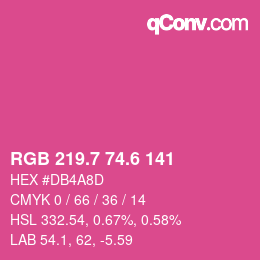 カラーコード: RGB 219.7 74.6 141 | qconv.com