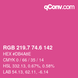 カラーコード: RGB 219.7 74.6 142 | qconv.com