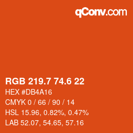 カラーコード: RGB 219.7 74.6 22 | qconv.com