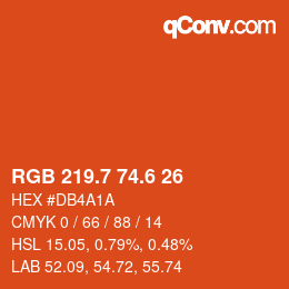 カラーコード: RGB 219.7 74.6 26 | qconv.com