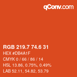 カラーコード: RGB 219.7 74.6 31 | qconv.com