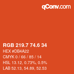 カラーコード: RGB 219.7 74.6 34 | qconv.com