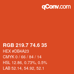 カラーコード: RGB 219.7 74.6 35 | qconv.com