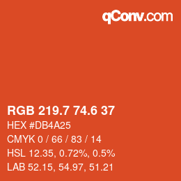 カラーコード: RGB 219.7 74.6 37 | qconv.com