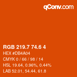 カラーコード: RGB 219.7 74.6 4 | qconv.com