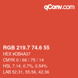 カラーコード: RGB 219.7 74.6 55 | qconv.com