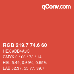 カラーコード: RGB 219.7 74.6 60 | qconv.com