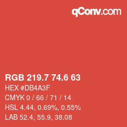 カラーコード: RGB 219.7 74.6 63 | qconv.com