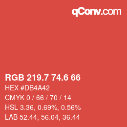 カラーコード: RGB 219.7 74.6 66 | qconv.com