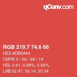 カラーコード: RGB 219.7 74.6 68 | qconv.com