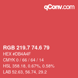 カラーコード: RGB 219.7 74.6 79 | qconv.com