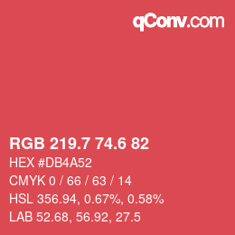 カラーコード: RGB 219.7 74.6 82 | qconv.com