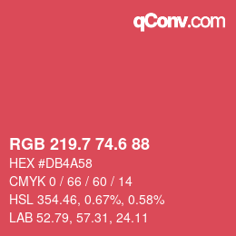 カラーコード: RGB 219.7 74.6 88 | qconv.com