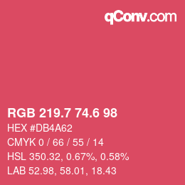 カラーコード: RGB 219.7 74.6 98 | qconv.com