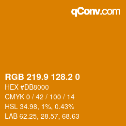 カラーコード: RGB 219.9 128.2 0 | qconv.com