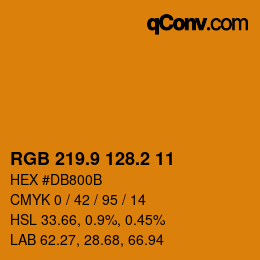カラーコード: RGB 219.9 128.2 11 | qconv.com