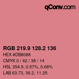 カラーコード: RGB 219.9 128.2 136 | qconv.com