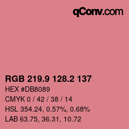 カラーコード: RGB 219.9 128.2 137 | qconv.com
