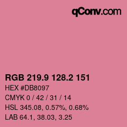 カラーコード: RGB 219.9 128.2 151 | qconv.com