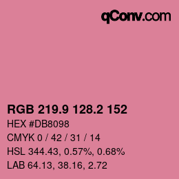 カラーコード: RGB 219.9 128.2 152 | qconv.com