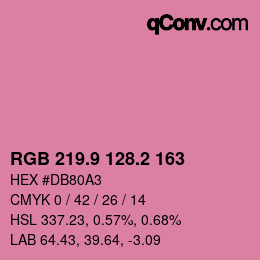 カラーコード: RGB 219.9 128.2 163 | qconv.com
