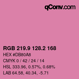 カラーコード: RGB 219.9 128.2 168 | qconv.com
