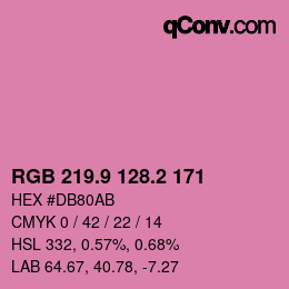 カラーコード: RGB 219.9 128.2 171 | qconv.com
