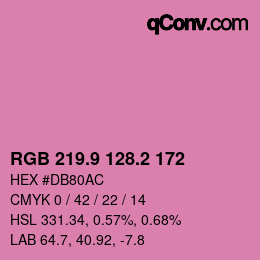カラーコード: RGB 219.9 128.2 172 | qconv.com
