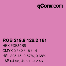 カラーコード: RGB 219.9 128.2 181 | qconv.com
