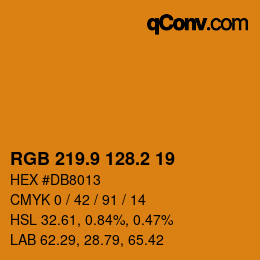 カラーコード: RGB 219.9 128.2 19 | qconv.com