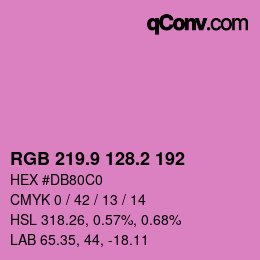 カラーコード: RGB 219.9 128.2 192 | qconv.com