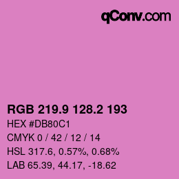カラーコード: RGB 219.9 128.2 193 | qconv.com