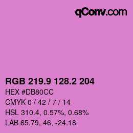 カラーコード: RGB 219.9 128.2 204 | qconv.com