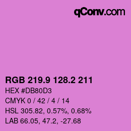カラーコード: RGB 219.9 128.2 211 | qconv.com