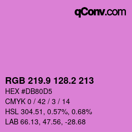 カラーコード: RGB 219.9 128.2 213 | qconv.com