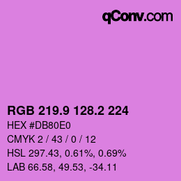 カラーコード: RGB 219.9 128.2 224 | qconv.com