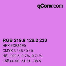 カラーコード: RGB 219.9 128.2 233 | qconv.com