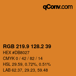 カラーコード: RGB 219.9 128.2 39 | qconv.com